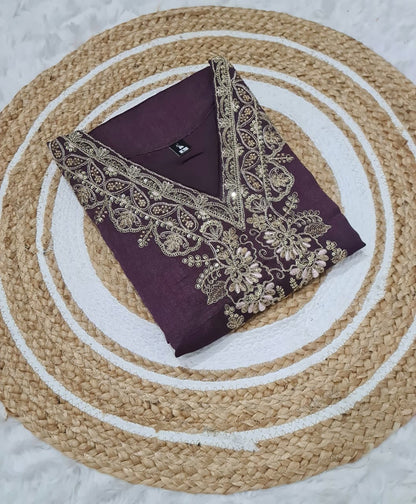 Royal Orchid Embroidered Suit Set