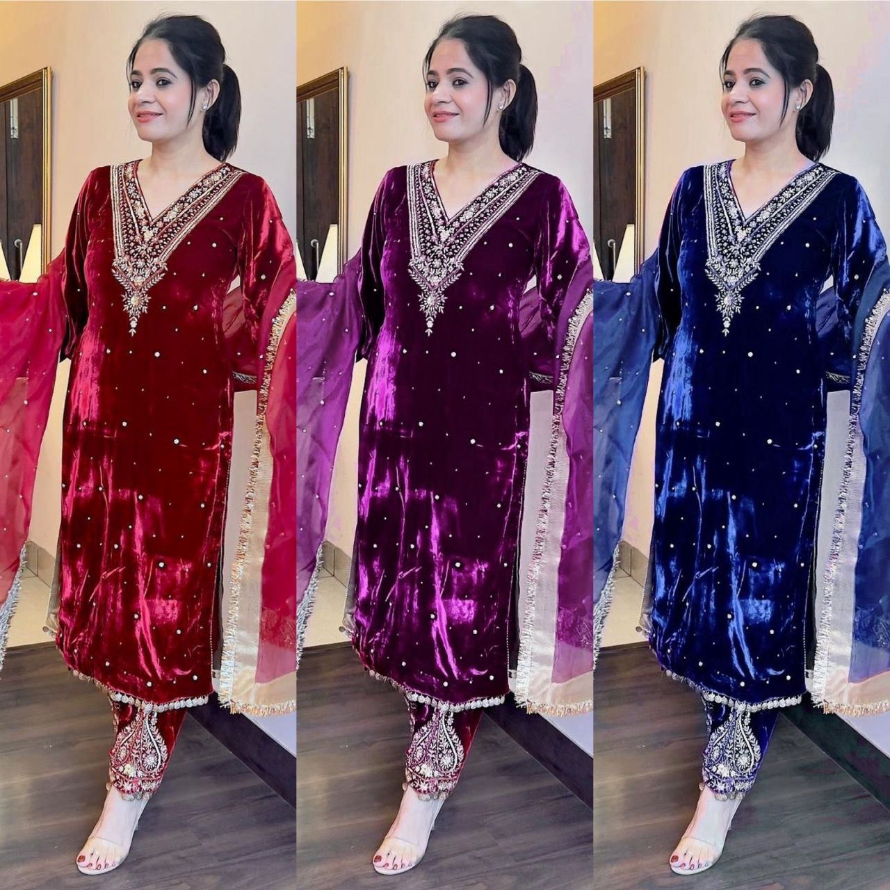 Aira Velvet Kurti Set