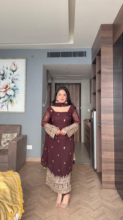 Ruhani Wine Kurti Set