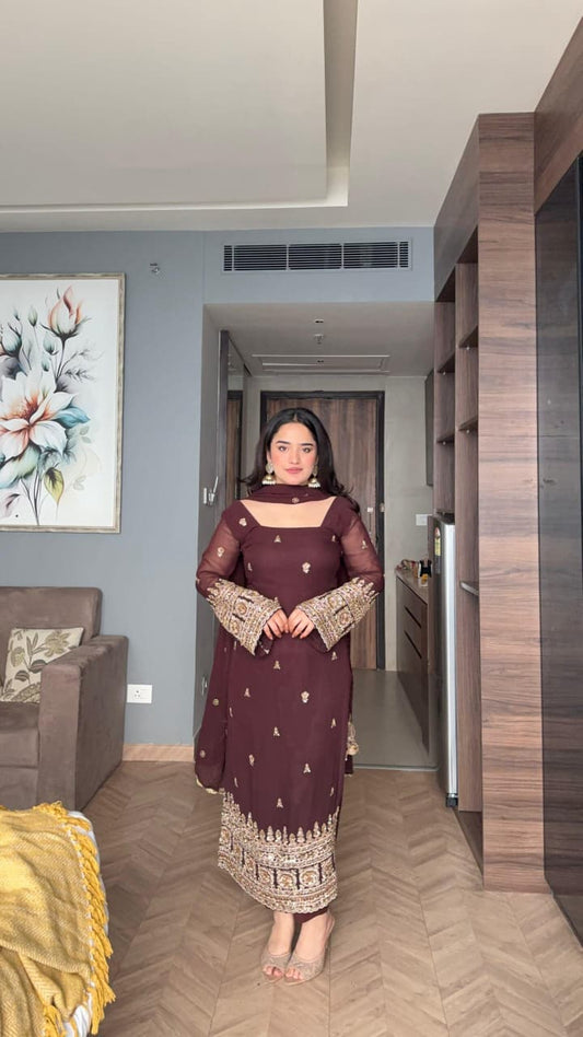 Ruhani Wine Kurti Set