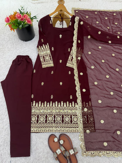 Ruhani Wine Kurti Set