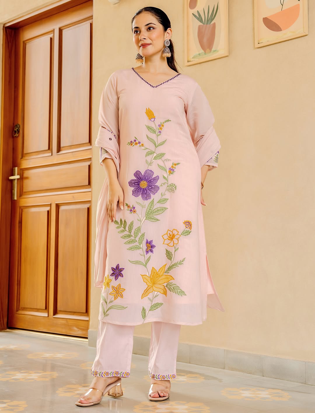 Kumudini Soft Pink Kurti Set