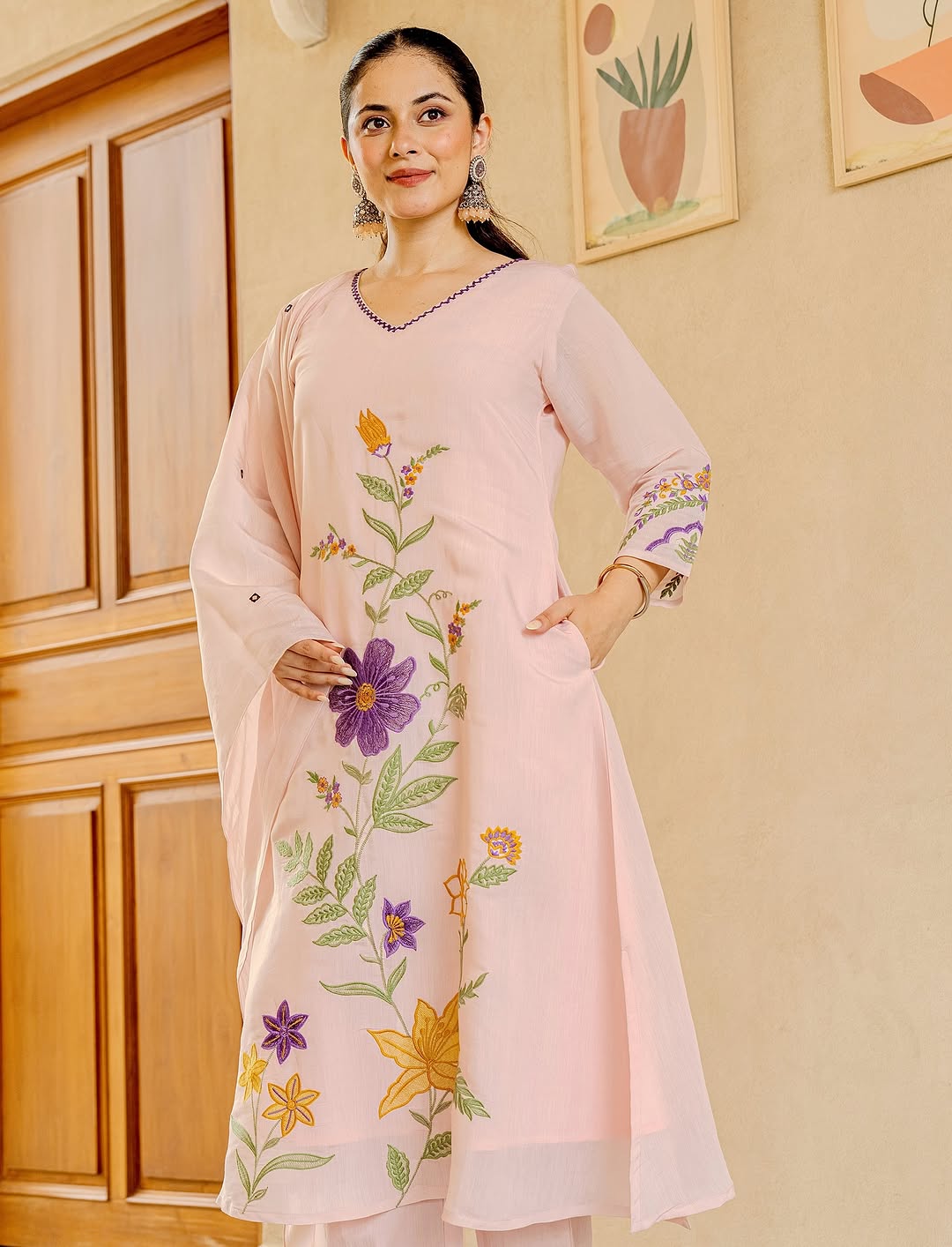 Kumudini Soft Pink Kurti Set